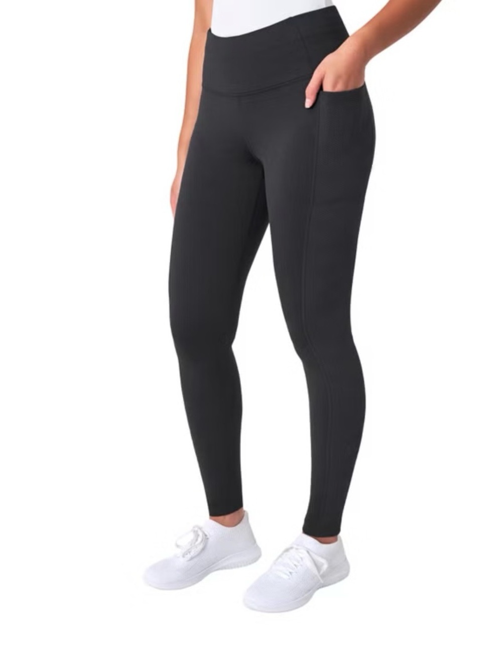 Mondetta Black Performance High-Rise Jacquard Panel Leggings